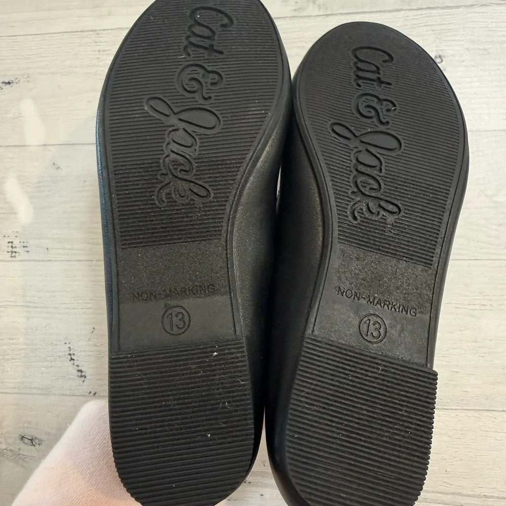 Cat &‎ Jack girls black slip in flats size 13